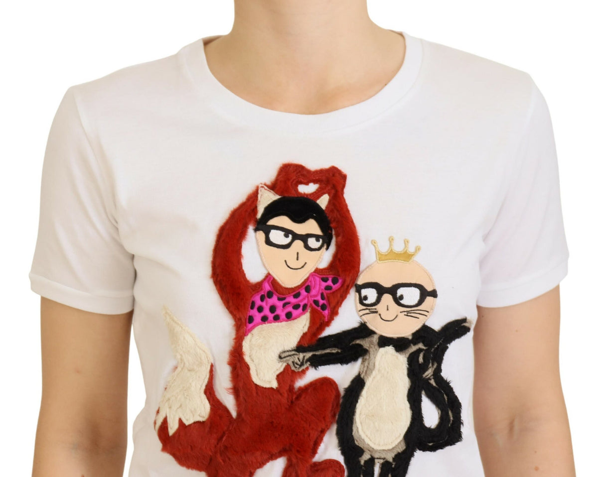 Camiseta de algodón de diseño con estampados icónicos de Dolce &amp; Gabbana