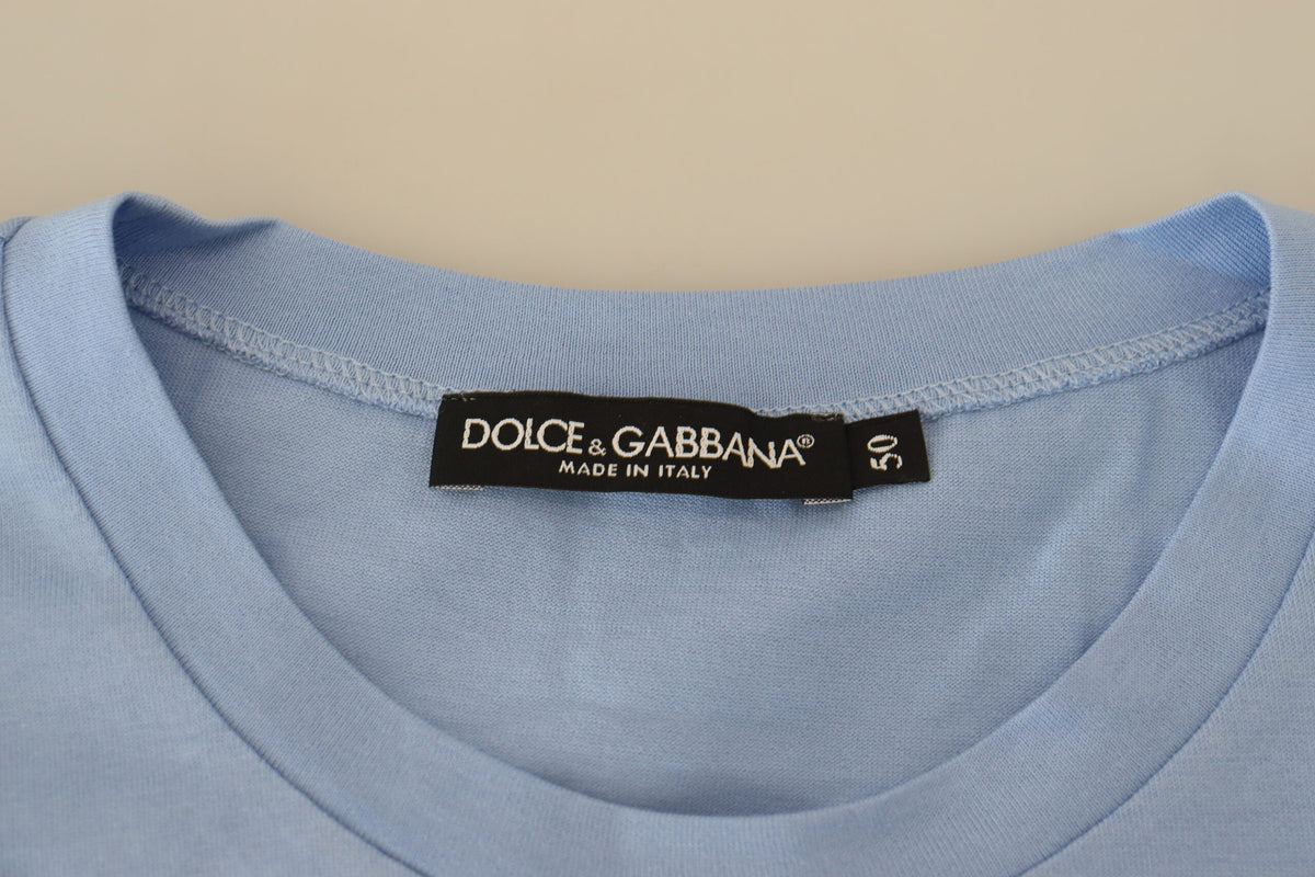 Camiseta elegante de algodón azul claro de Dolce &amp; Gabbana