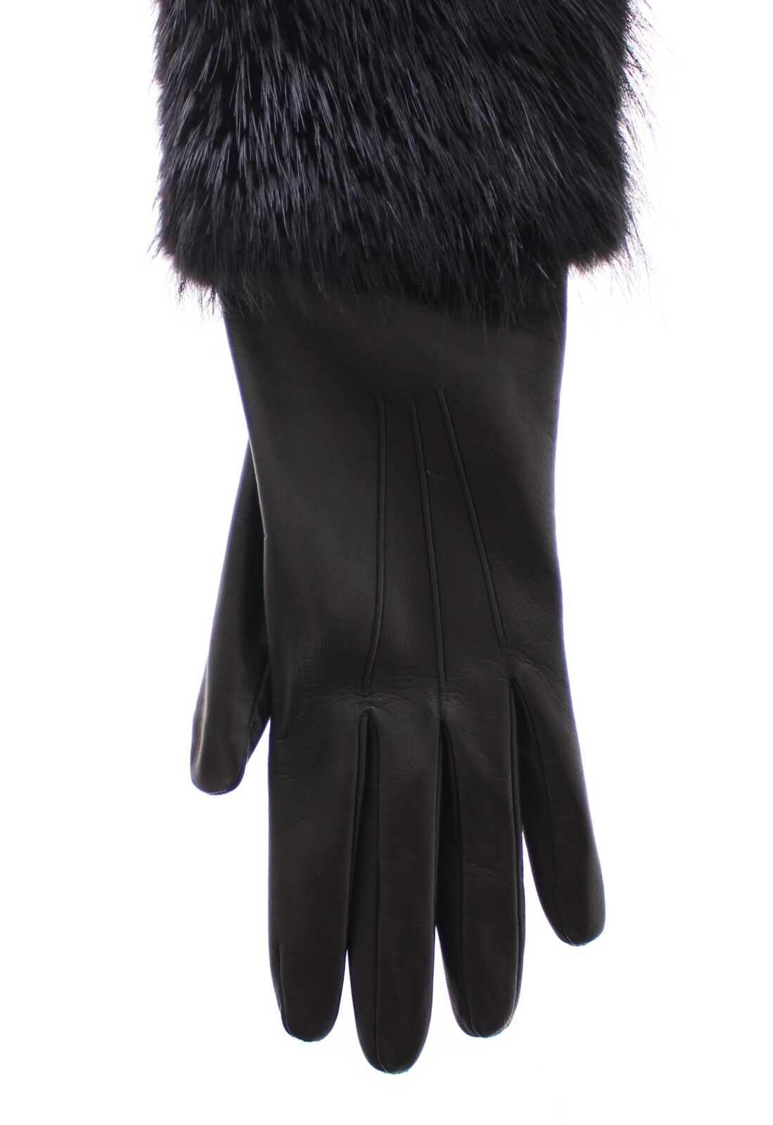 Gants élégants en fourrure de castor Dolce &amp; Gabbana jusqu'aux coudes