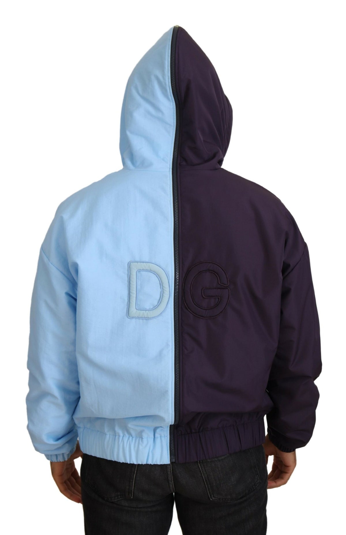 Dolce & Gabbana Elegant Hooded Blue Jacket - Full Zipper Closure