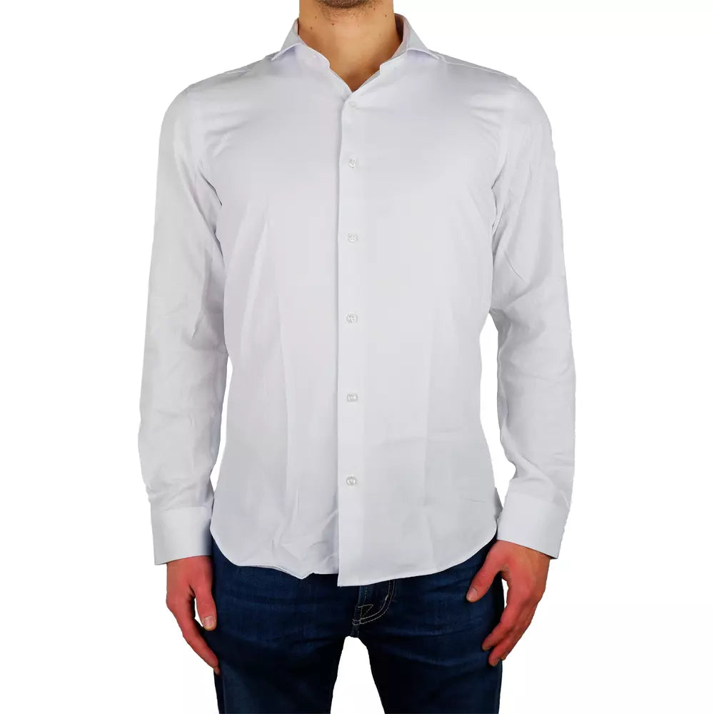 Camisa Oxford blanca elegante de Milán fabricada en Italia