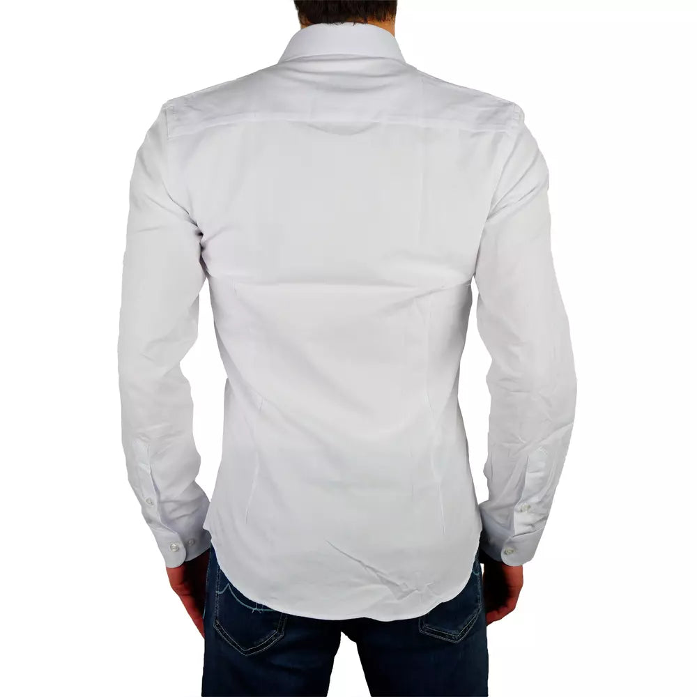 Camisa Oxford blanca elegante de Milán fabricada en Italia