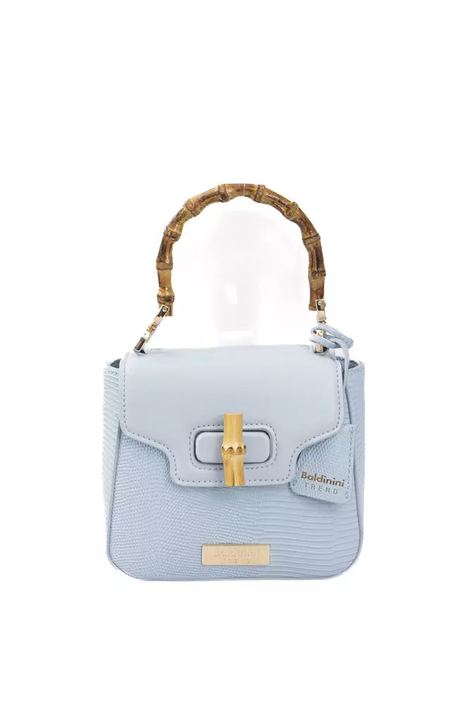 Bolso de hombro elegante Baldinini Trend en azul claro con detalles dorados