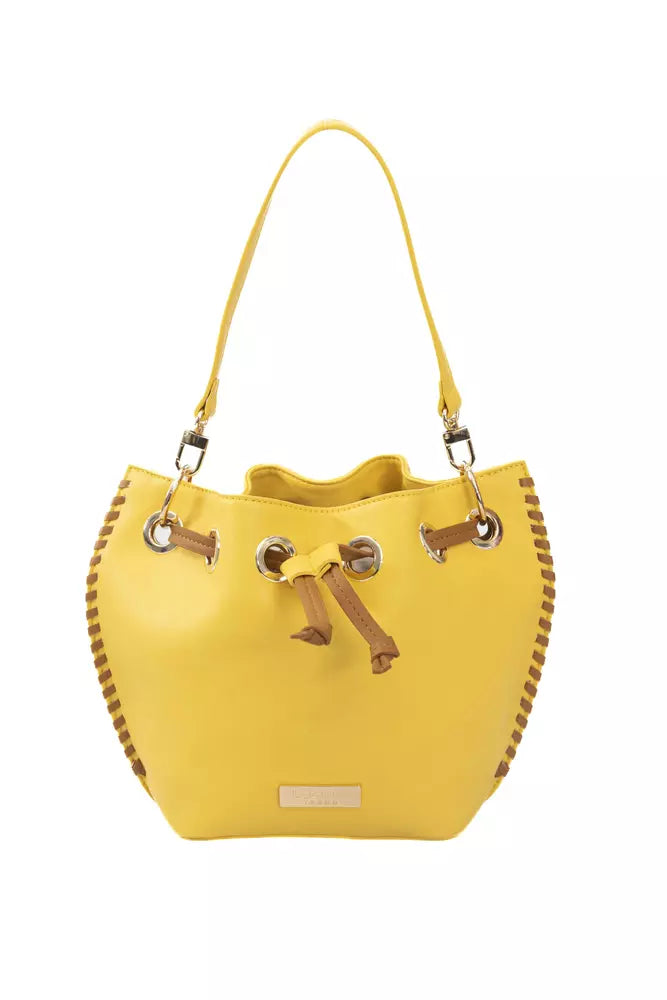 Bolso de hombro amarillo con detalles dorados de Baldinini Trend