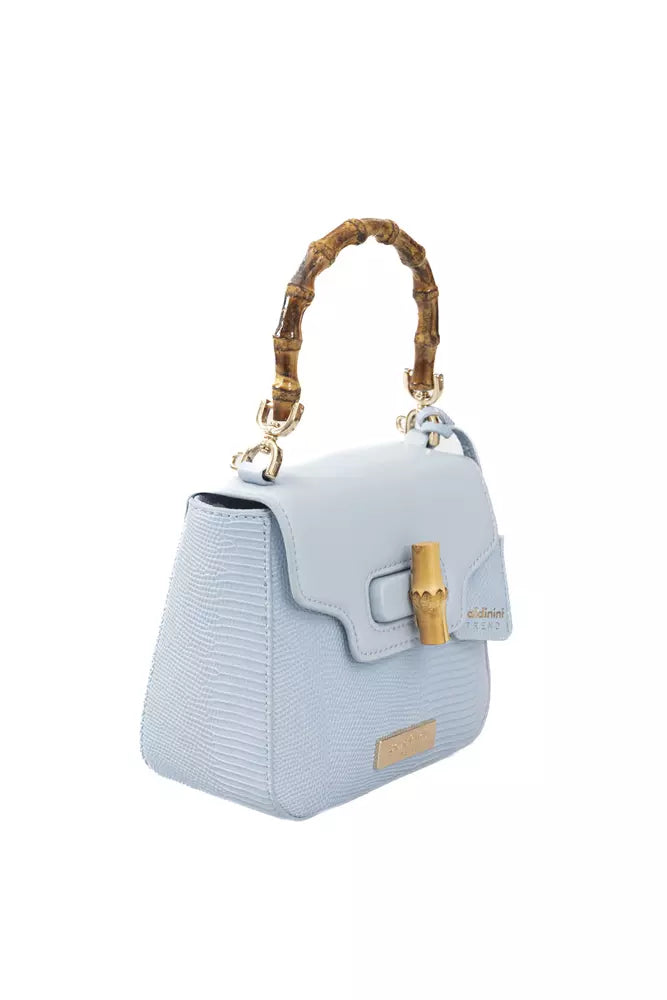 Bolso de hombro elegante Baldinini Trend en azul claro con detalles dorados