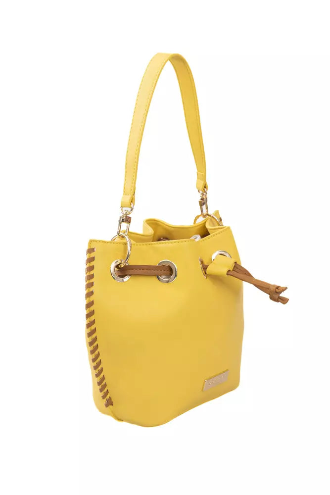 Bolso de hombro amarillo con detalles dorados de Baldinini Trend