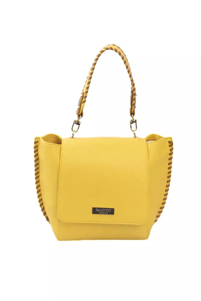 Bolso elegante con solapa y detalles dorados en color amarillo de Baldinini Trend