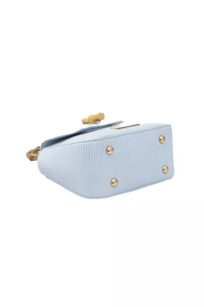 Bolso de hombro elegante Baldinini Trend en azul claro con detalles dorados