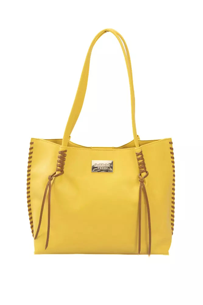 Bolso de mano amarillo con detalles dorados Baldinini Trend Chic