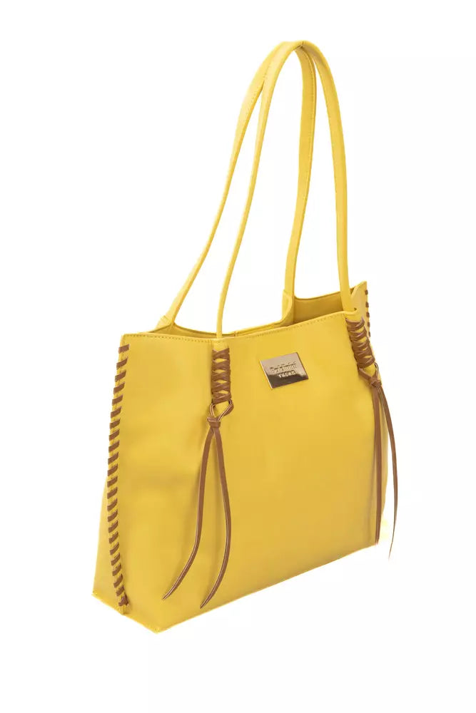 Bolso de mano amarillo con detalles dorados Baldinini Trend Chic