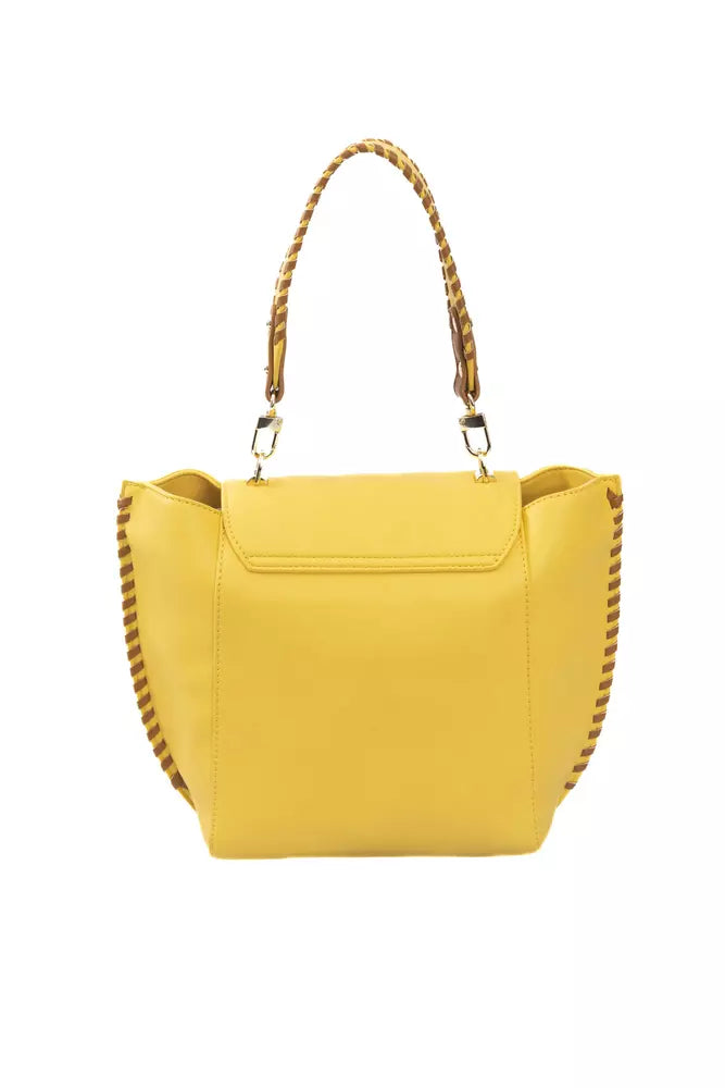 Bolso elegante con solapa y detalles dorados en color amarillo de Baldinini Trend