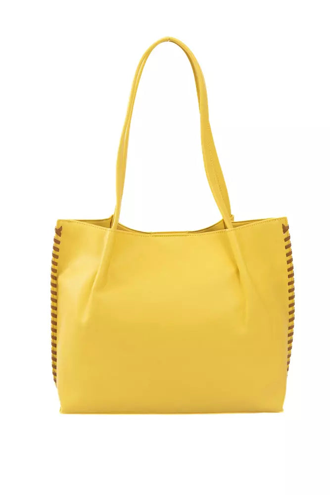 Bolso de mano amarillo con detalles dorados Baldinini Trend Chic