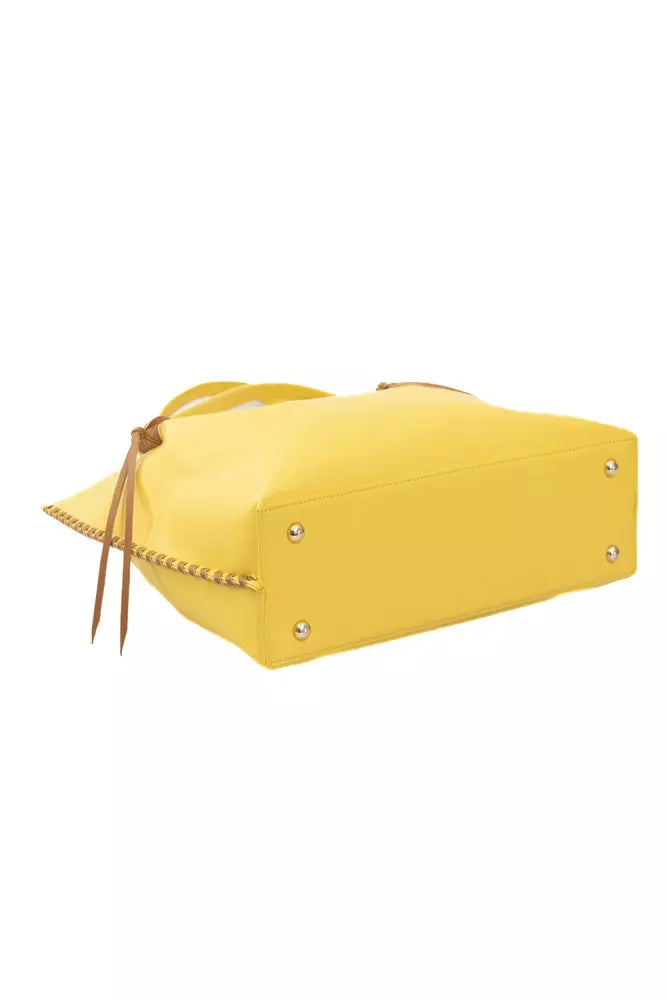 Bolso de mano amarillo con detalles dorados Baldinini Trend Chic