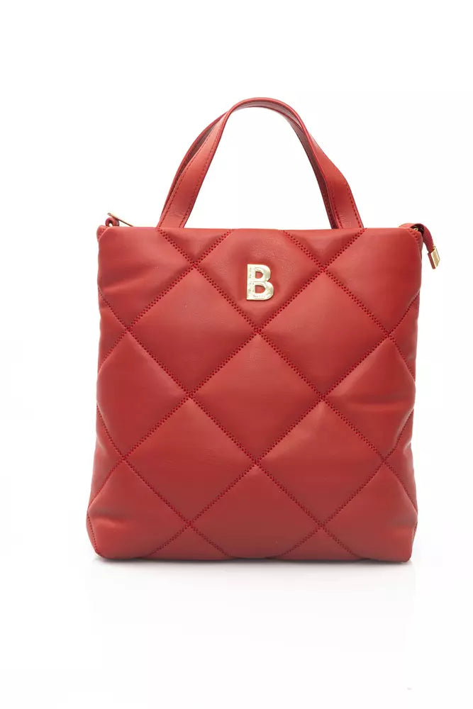 Bolso de hombro elegante de piel roja con detalles dorados de Baldinini Trend