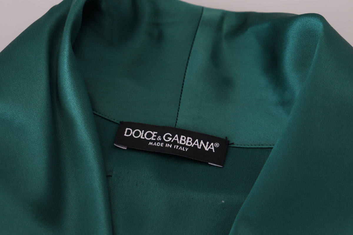 Elegante bata de seda Dolce &amp; Gabbana en verde intenso