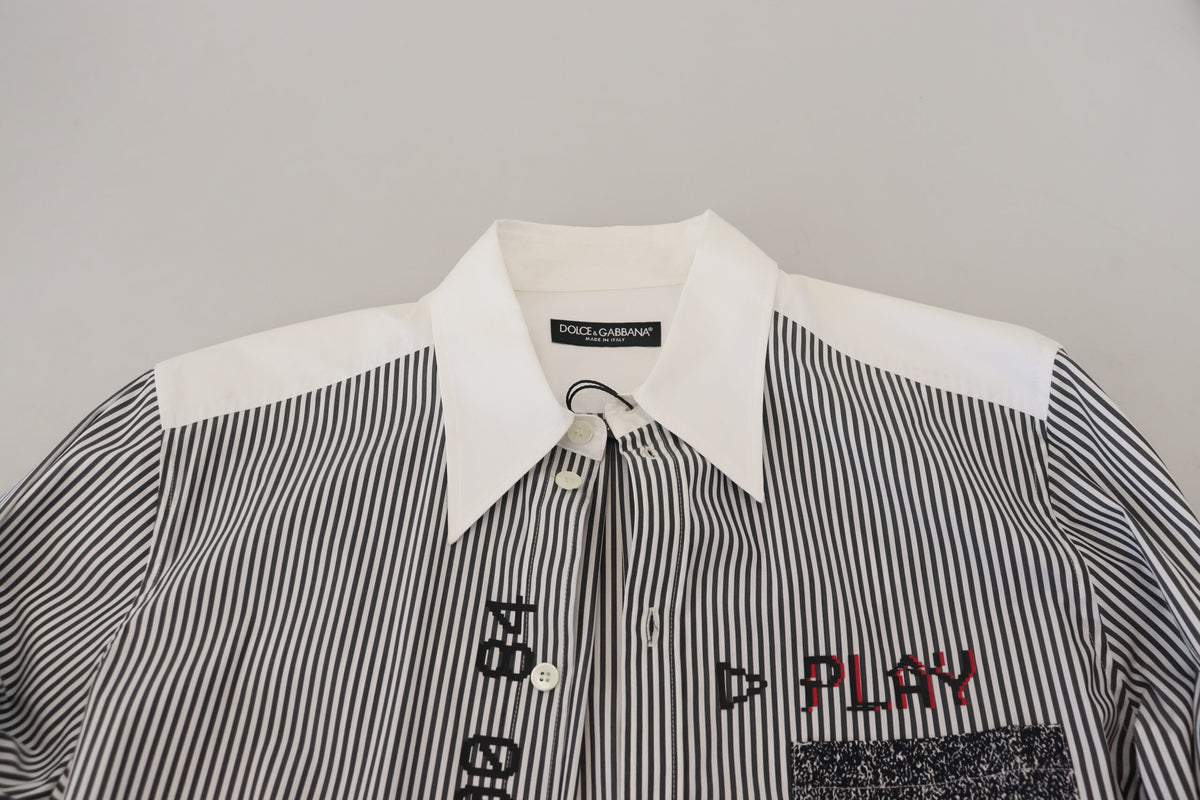 Camisa clásica de rayas blancas y negras con botones de Dolce &amp; Gabbana