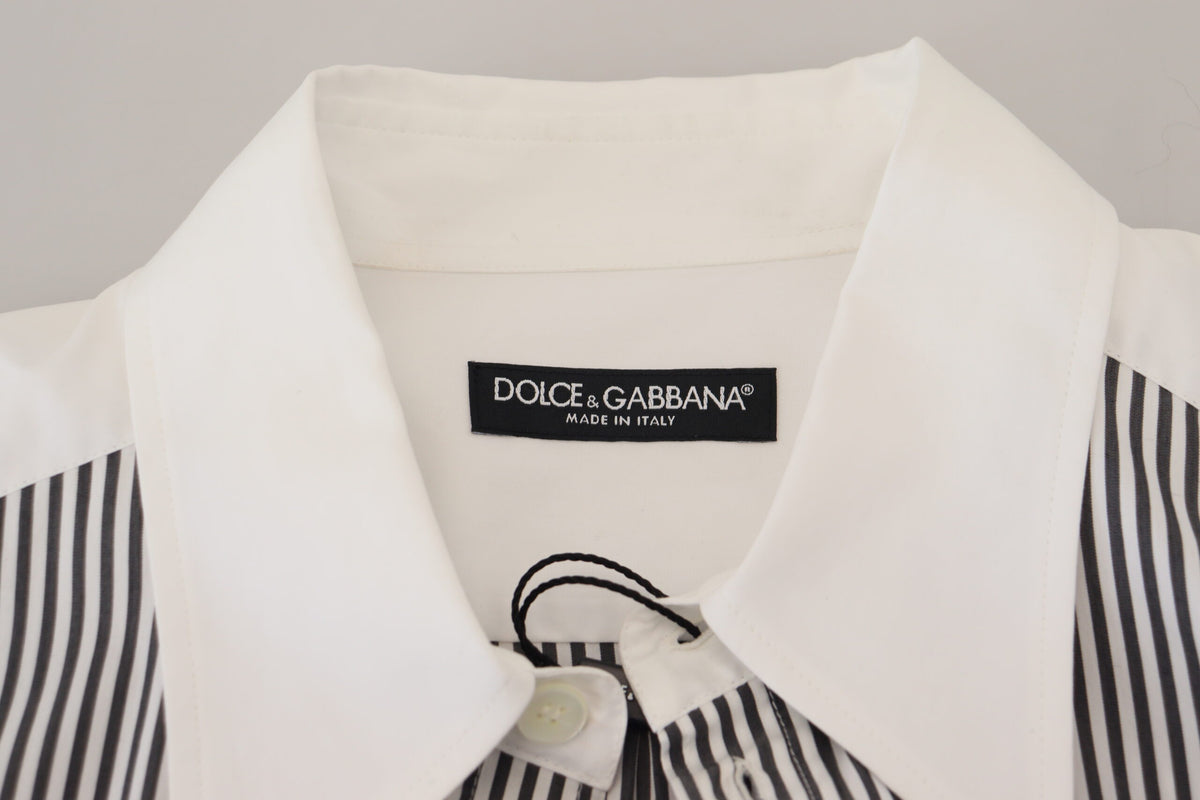 Chemise boutonnée classique à rayures noires et blanches Dolce &amp; Gabbana