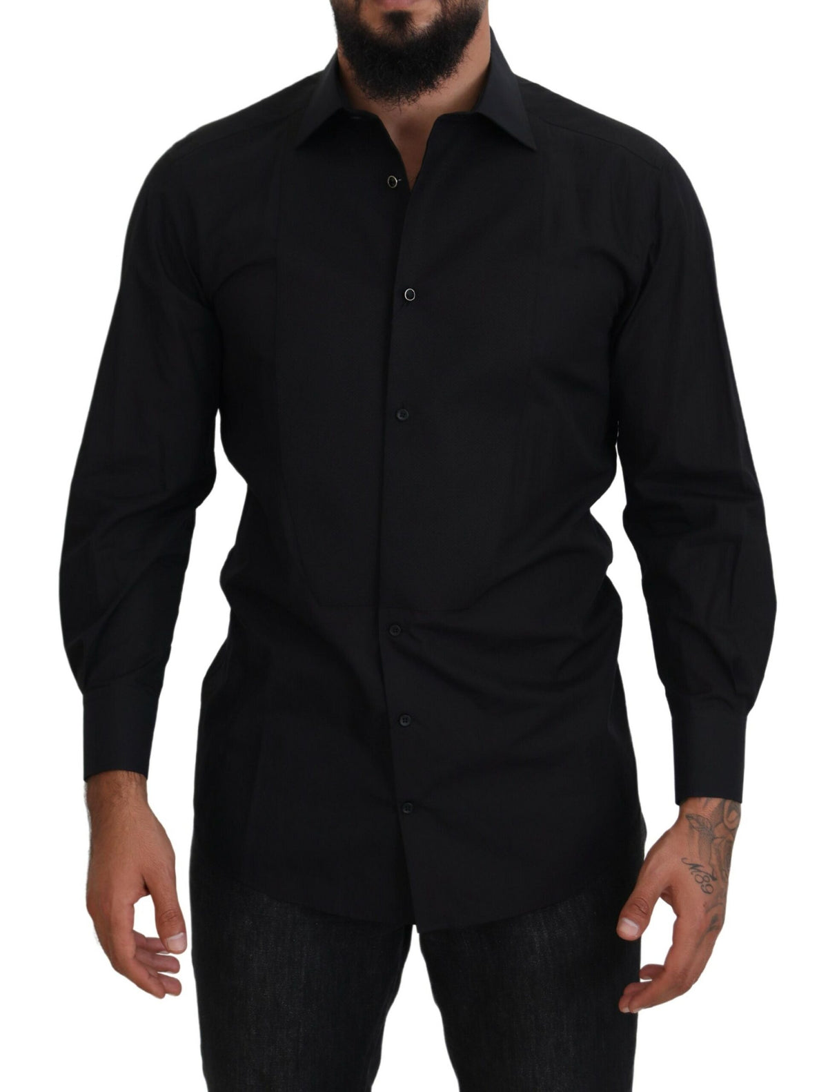 Chemise noire élégante à manches longues de Dolce &amp; Gabbana