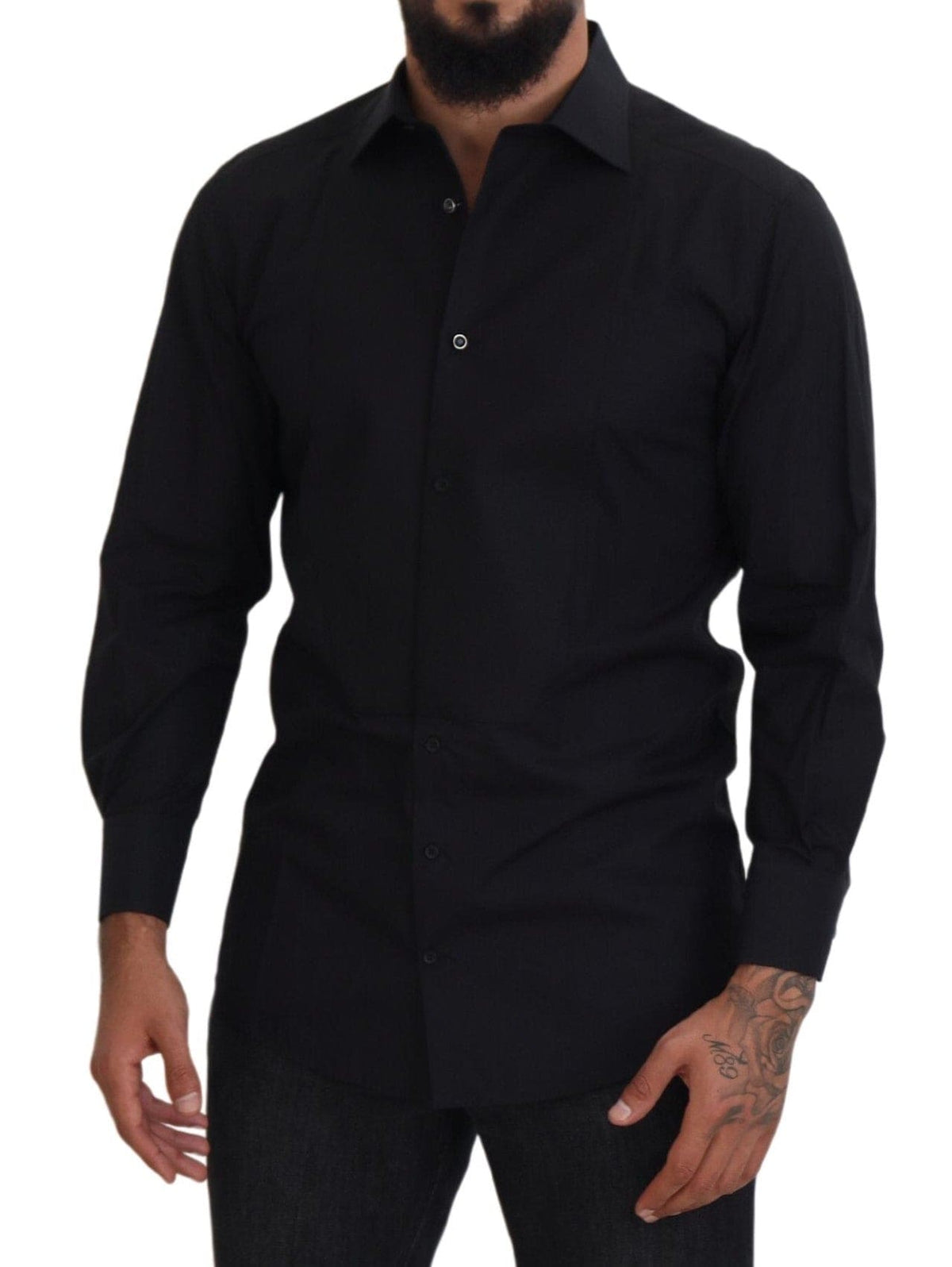 Chemise noire élégante à manches longues de Dolce &amp; Gabbana