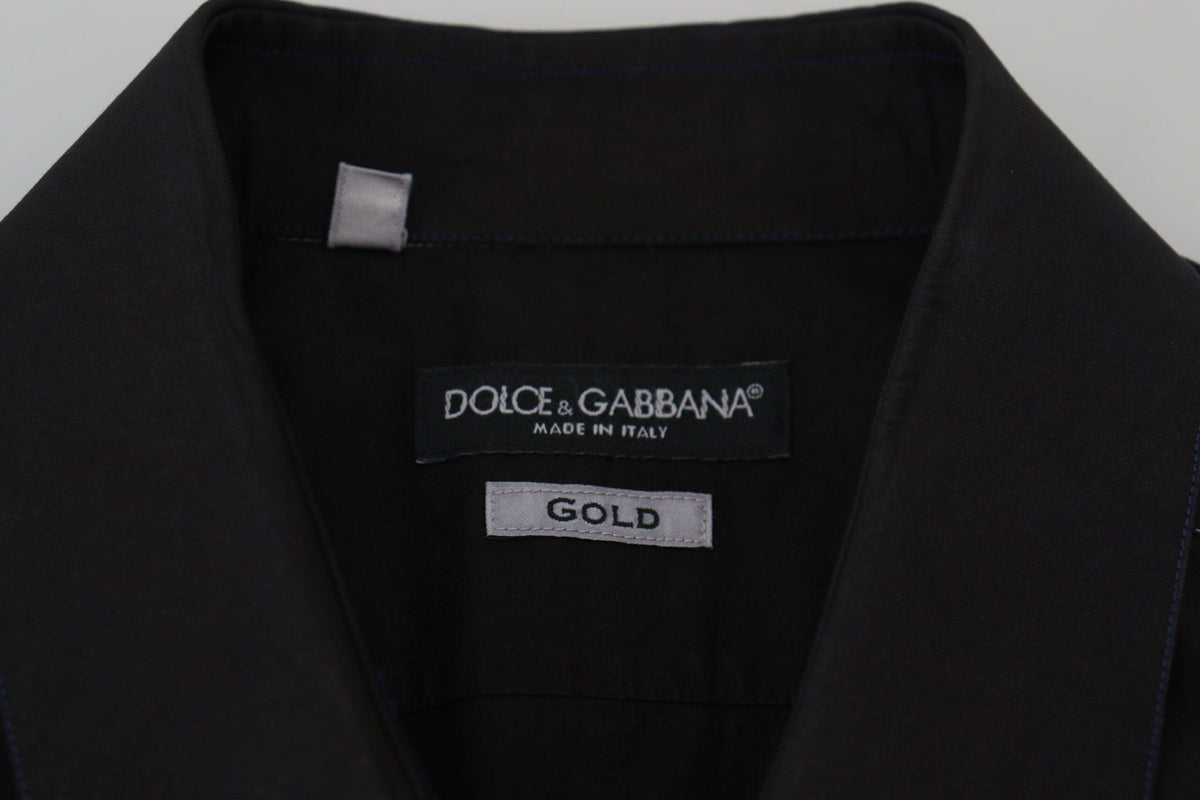 Camisa formal elegante de algodón negra de Dolce &amp; Gabbana