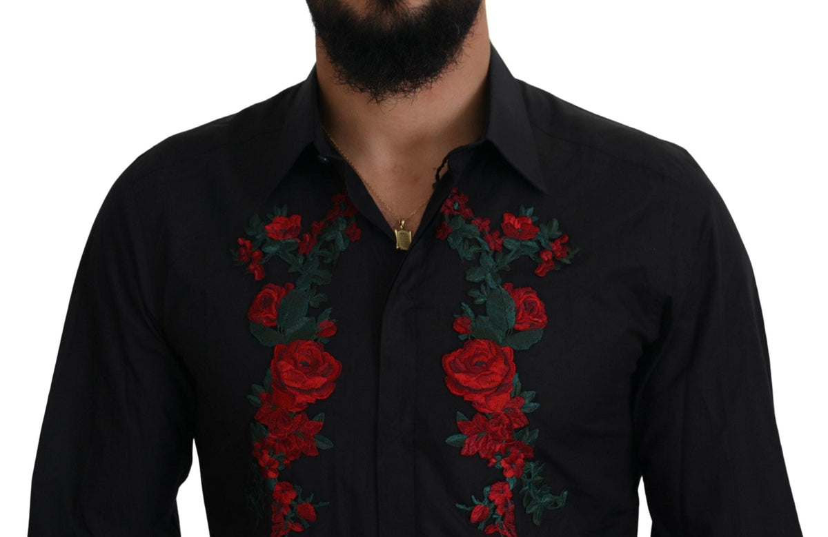 Chemise élégante en coton brodée de fleurs Dolce &amp; Gabbana