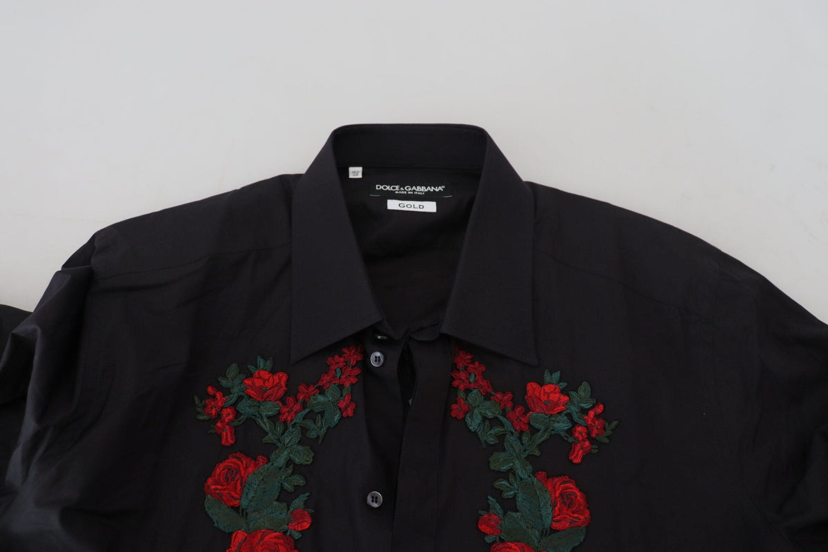 Chemise élégante en coton brodée de fleurs Dolce &amp; Gabbana