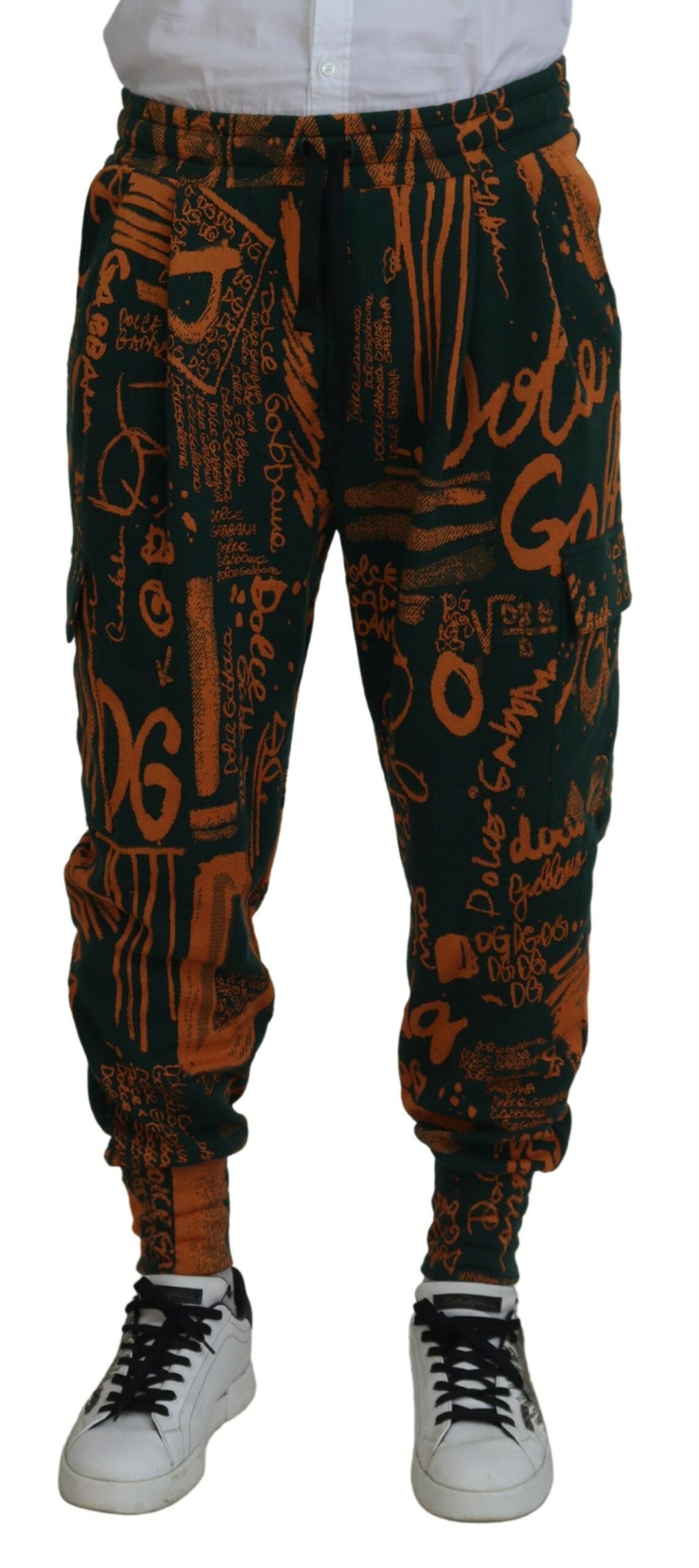 Pantalon cargo de jogging en soie mélangée multicolore Dolce &amp; Gabbana