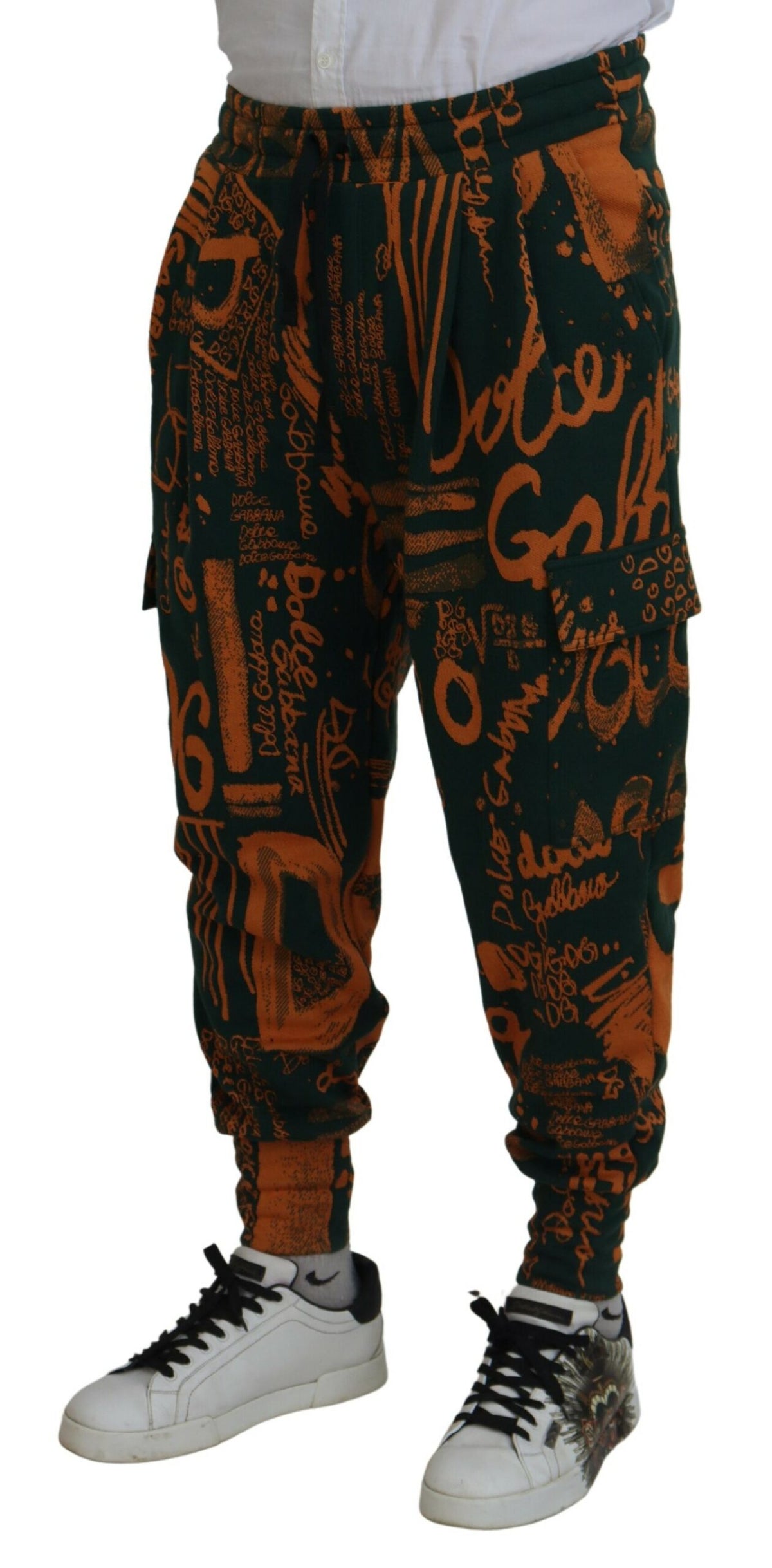 Pantalon cargo de jogging en soie mélangée multicolore Dolce &amp; Gabbana