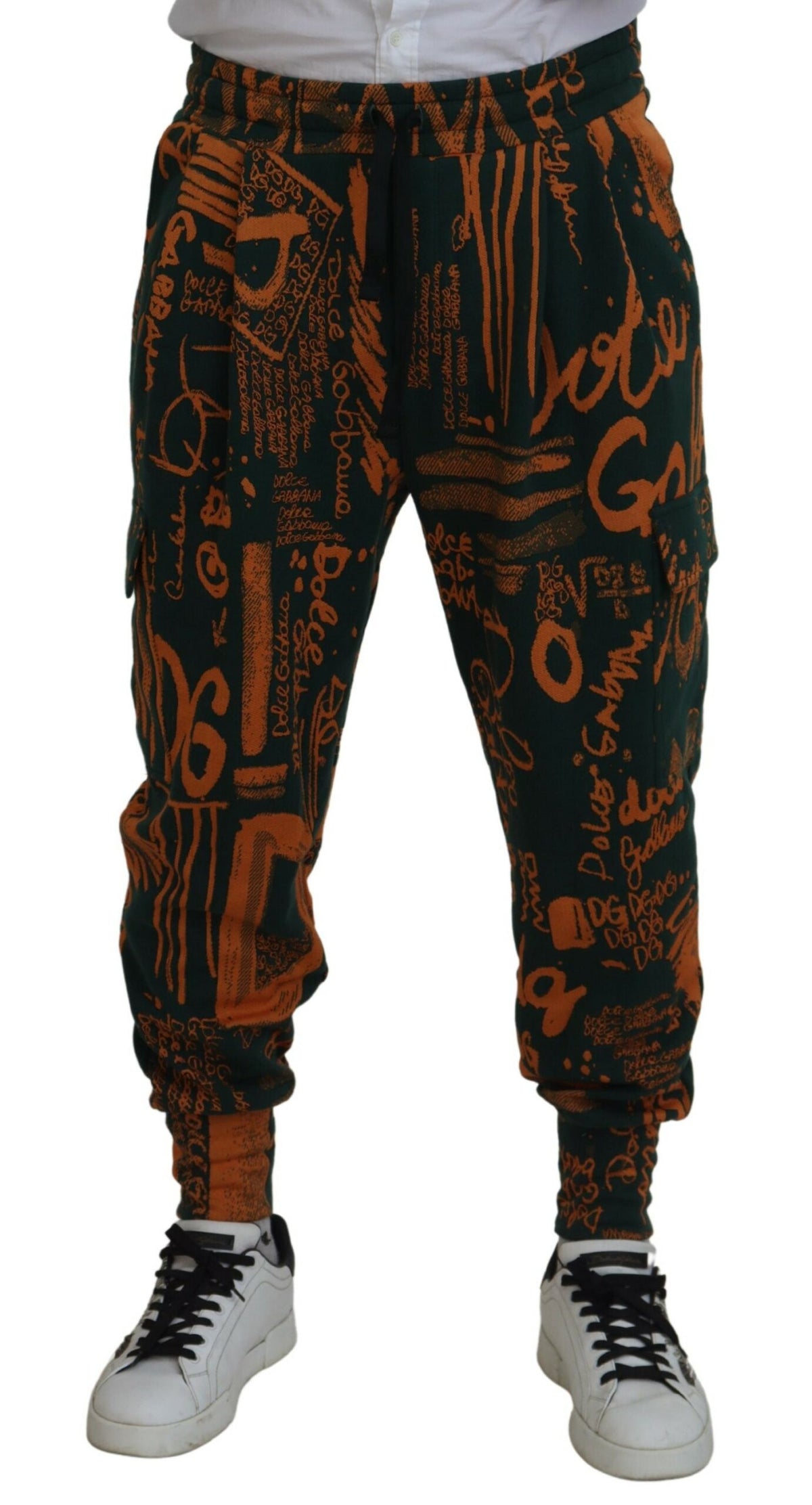 Pantalon cargo de jogging en soie mélangée multicolore Dolce &amp; Gabbana