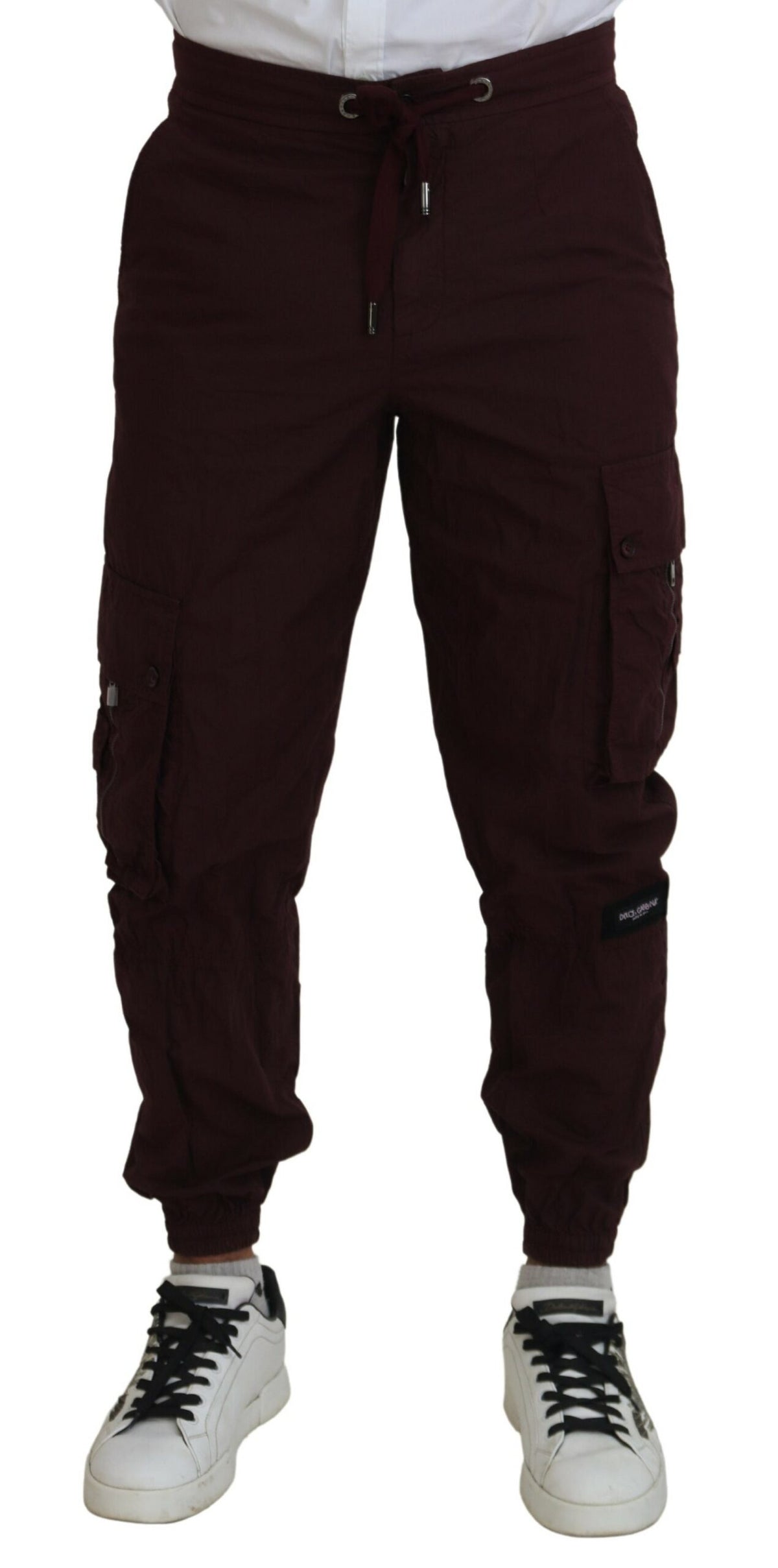 Pantalon de jogging élégant en coton bordeaux Dolce &amp; Gabbana