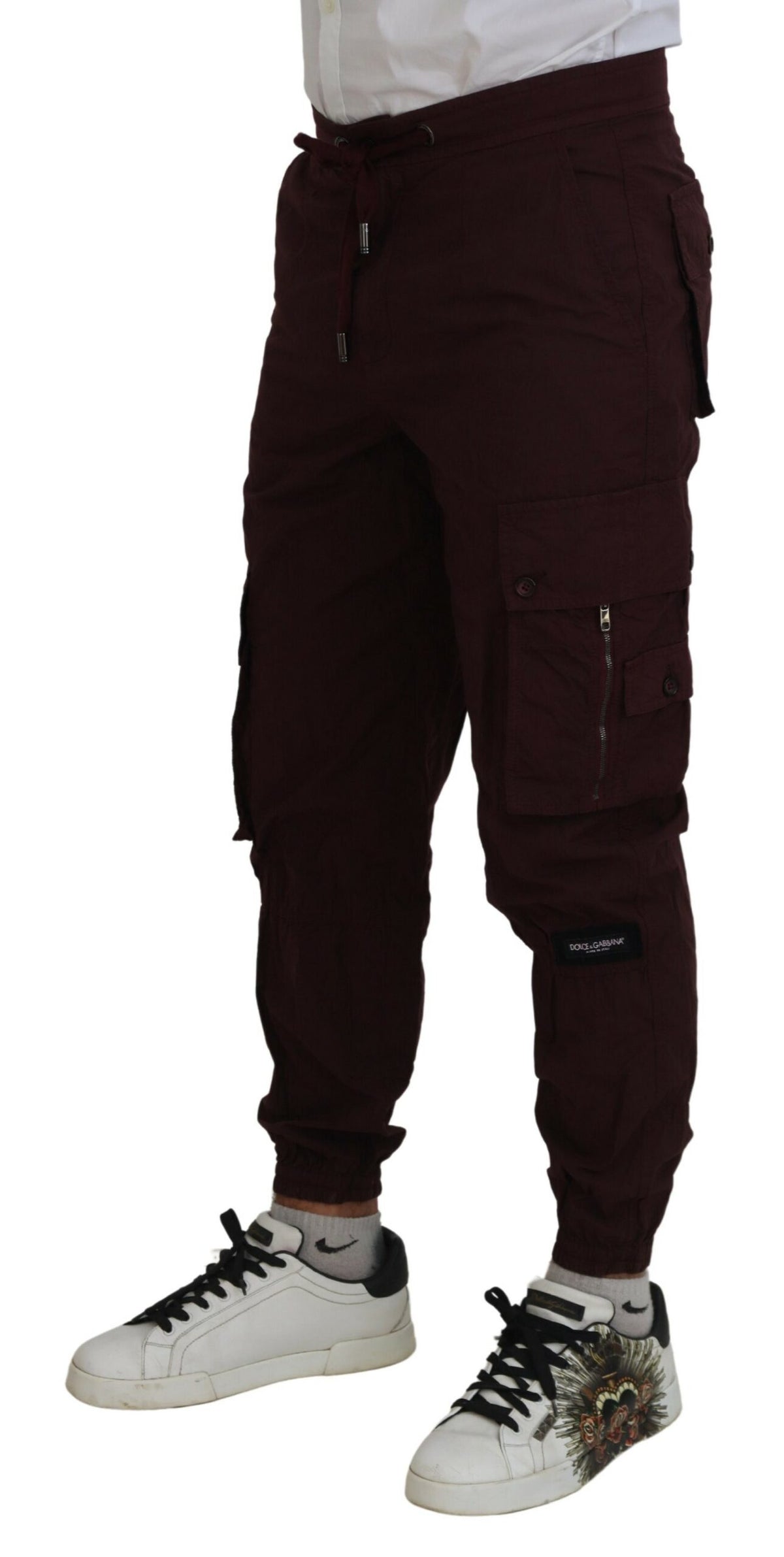 Pantalon de jogging élégant en coton bordeaux Dolce &amp; Gabbana