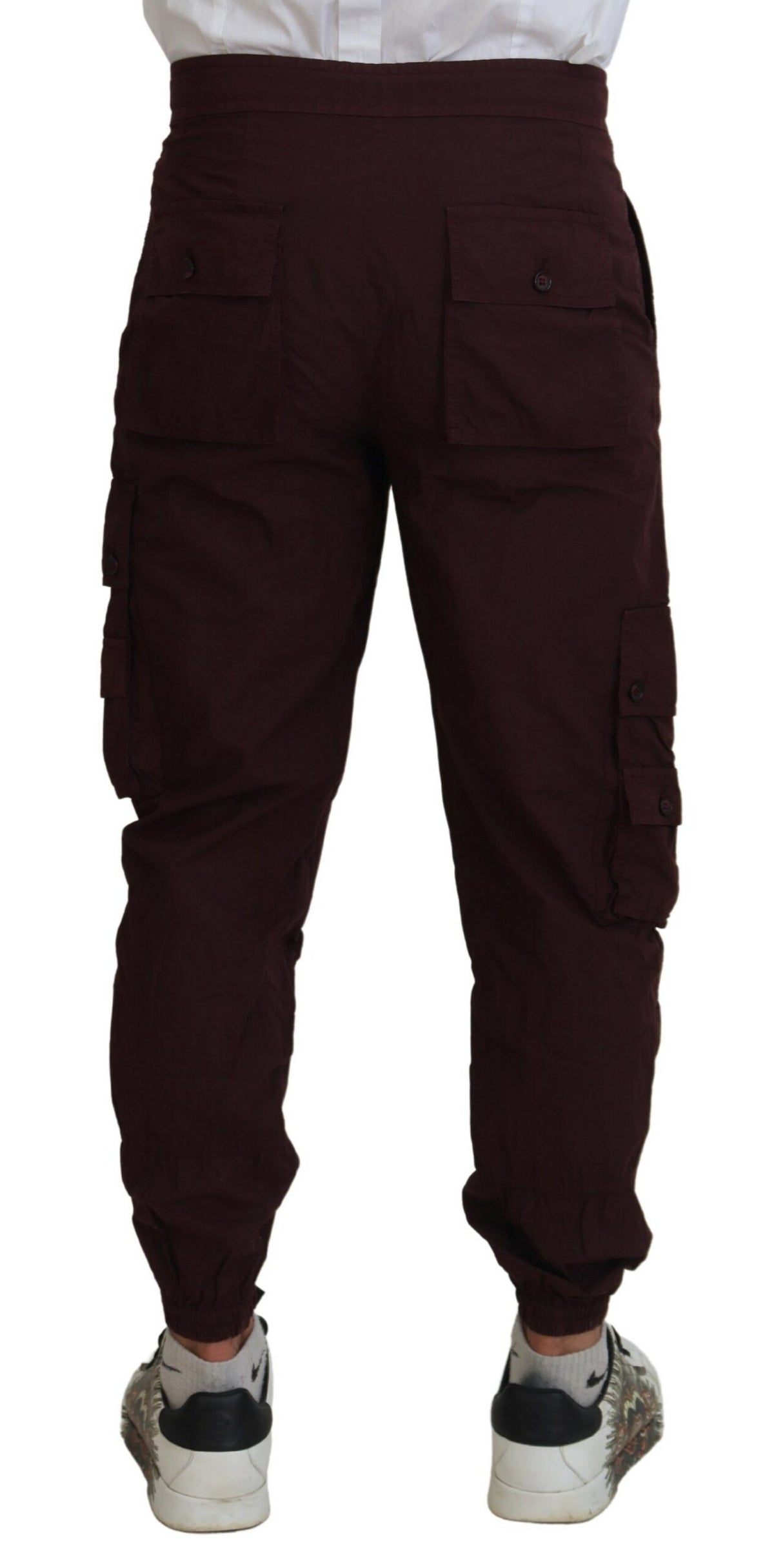 Pantalon de jogging élégant en coton bordeaux Dolce &amp; Gabbana