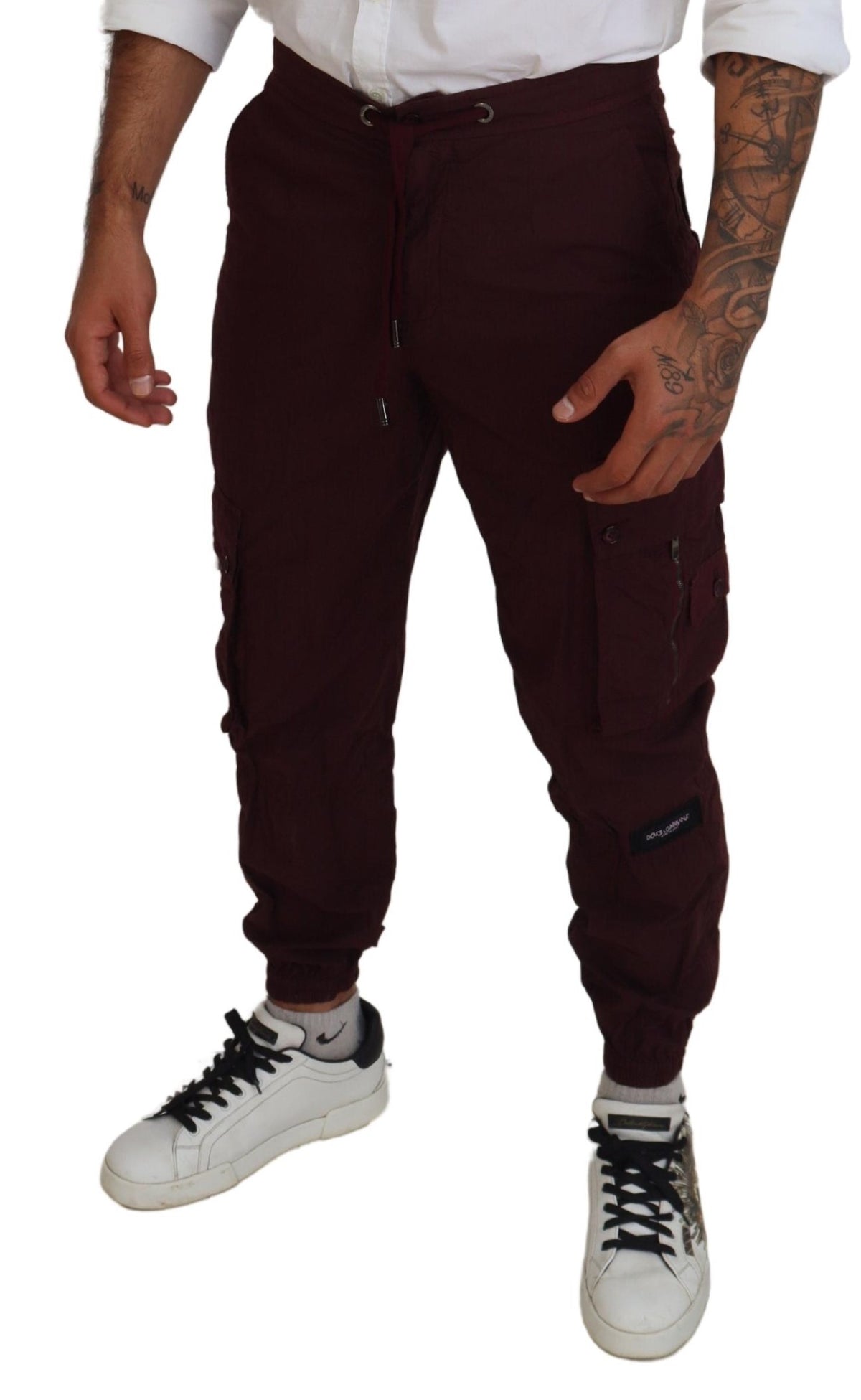 Pantalon de jogging élégant en coton bordeaux Dolce &amp; Gabbana