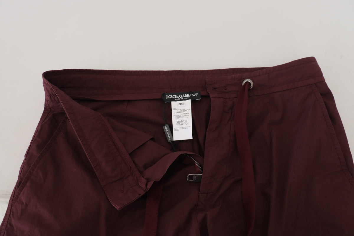 Pantalon de jogging élégant en coton bordeaux Dolce &amp; Gabbana