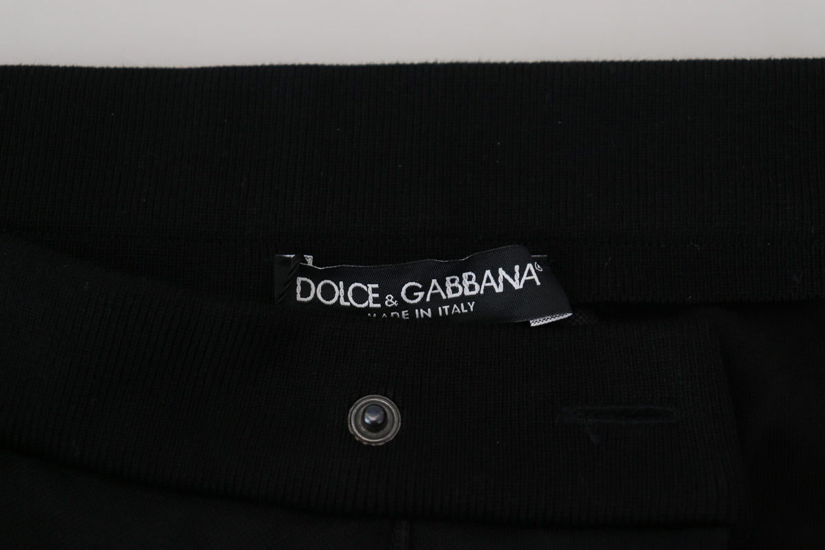 Pantalones jogger elegantes negros de Dolce &amp; Gabbana en mezcla de lana de lujo