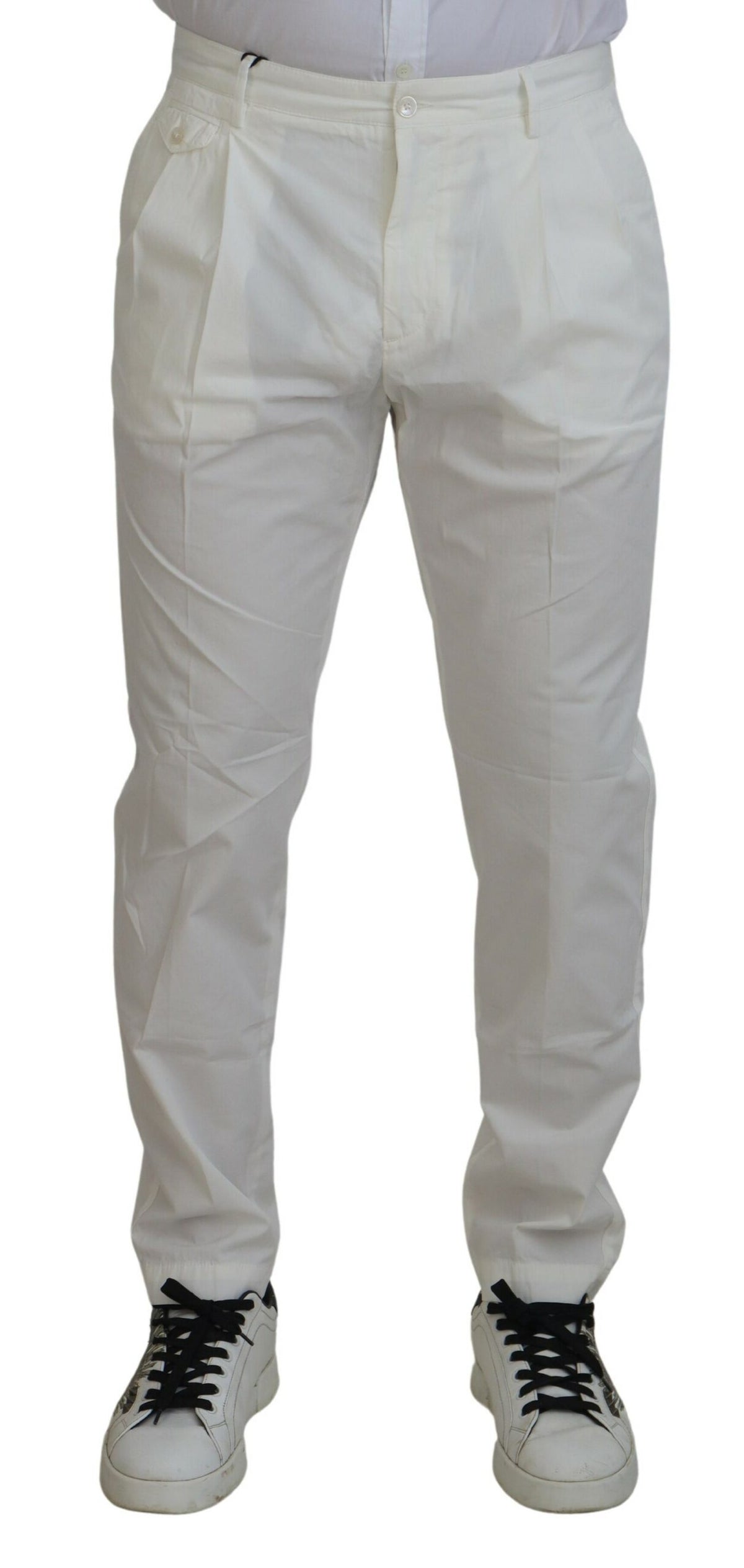 Pantalon chino élégant en coton blanc Dolce &amp; Gabbana