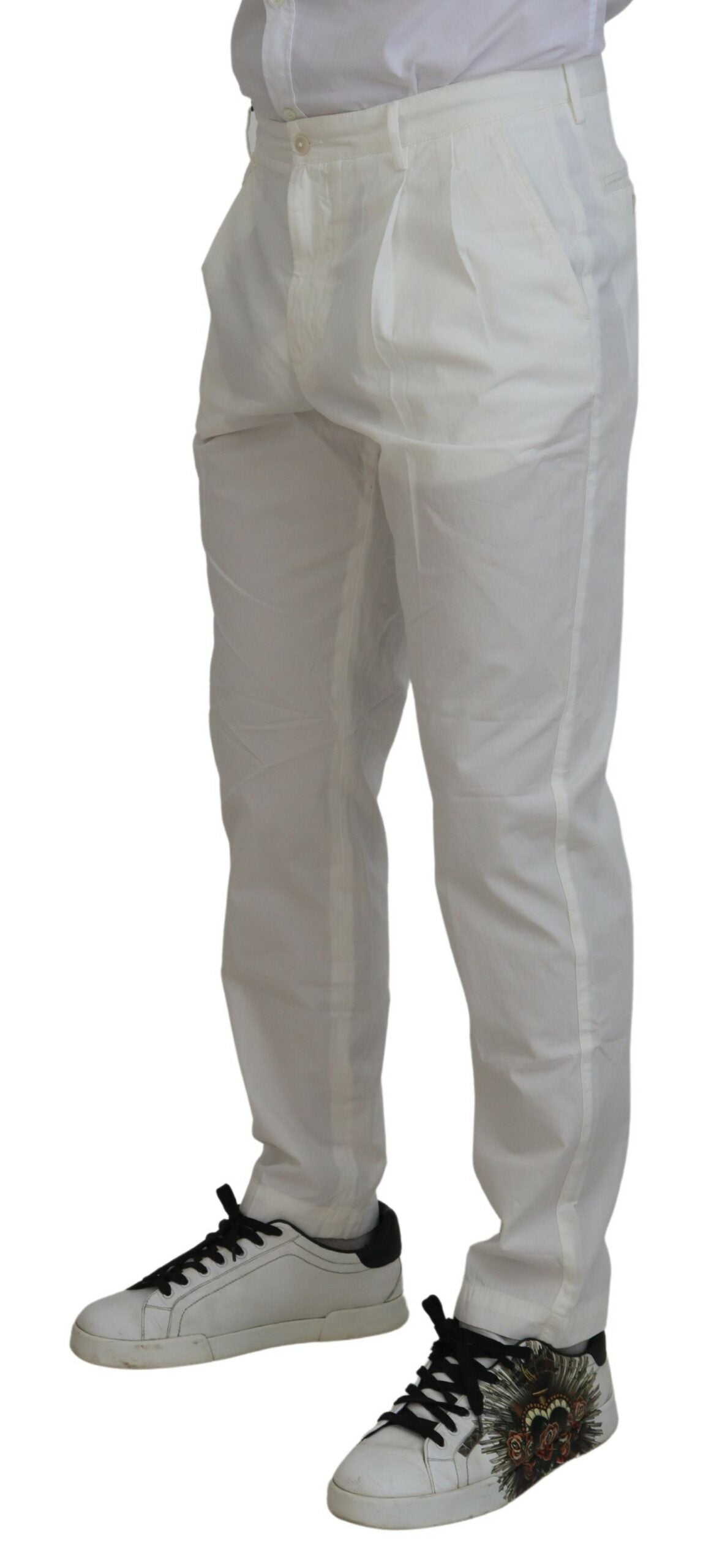 Pantalon chino élégant en coton blanc Dolce &amp; Gabbana