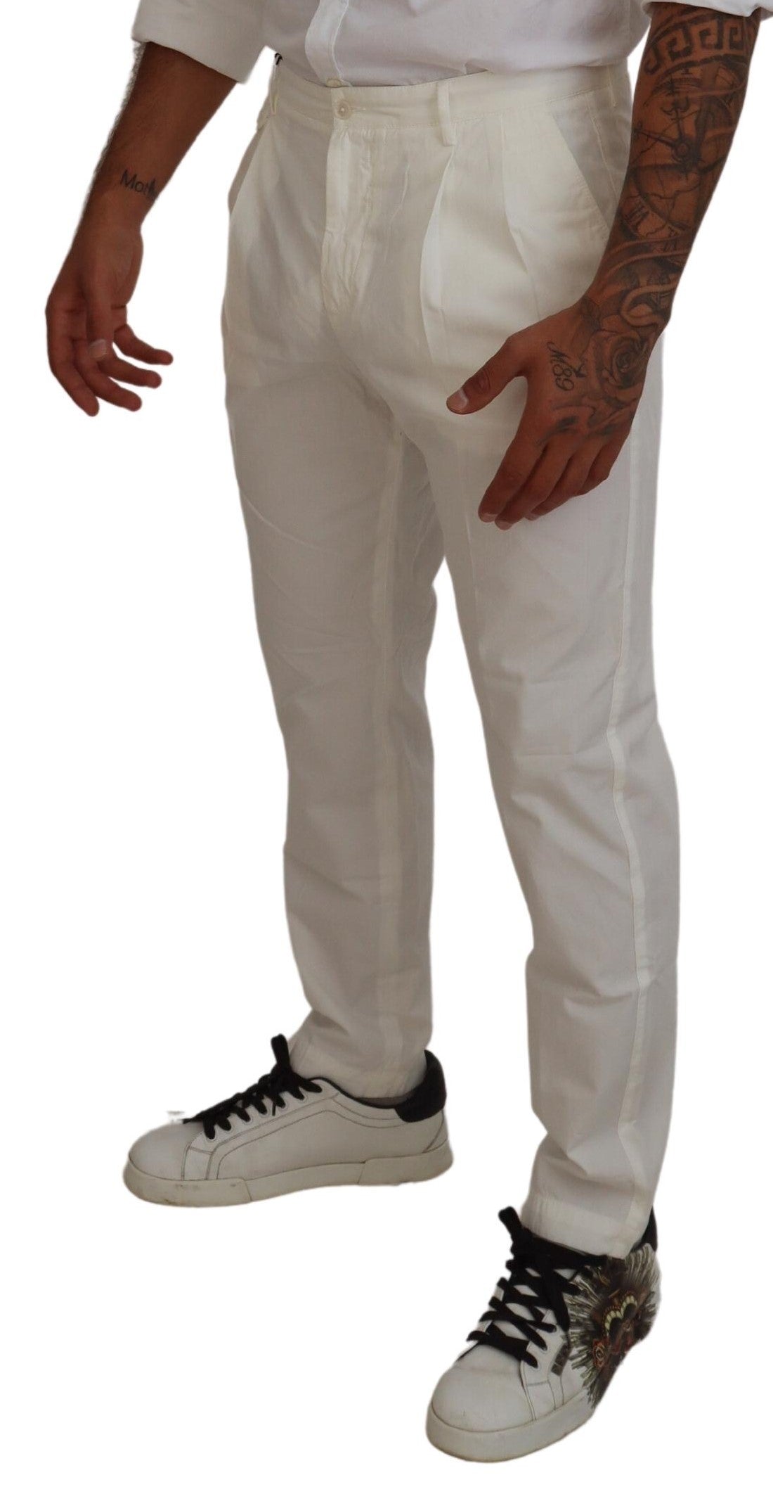 Pantalon chino élégant en coton blanc Dolce &amp; Gabbana