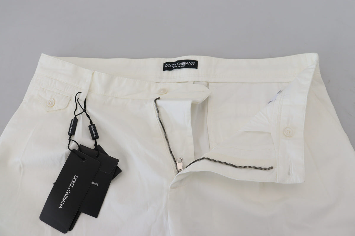 Pantalon chino élégant en coton blanc Dolce &amp; Gabbana