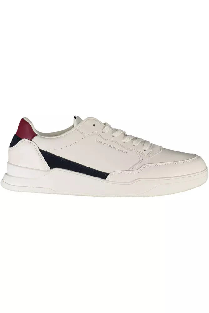 Tommy Hilfiger Chic White Lace-Up Sneakers with Contrasting Accents