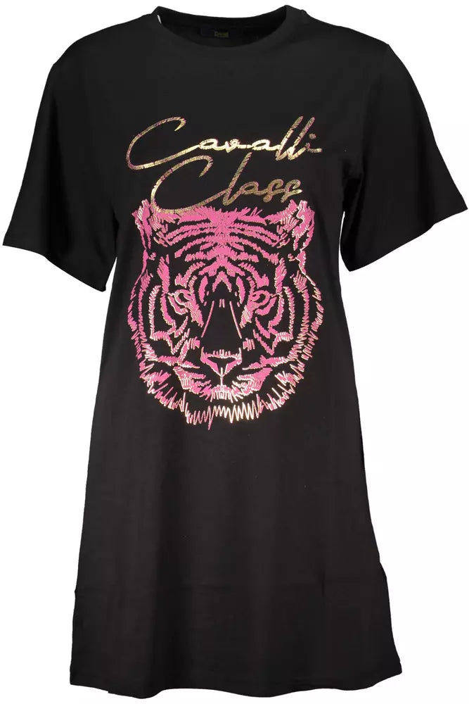 T-shirt imprimé élégant à col rond de classe Cavalli