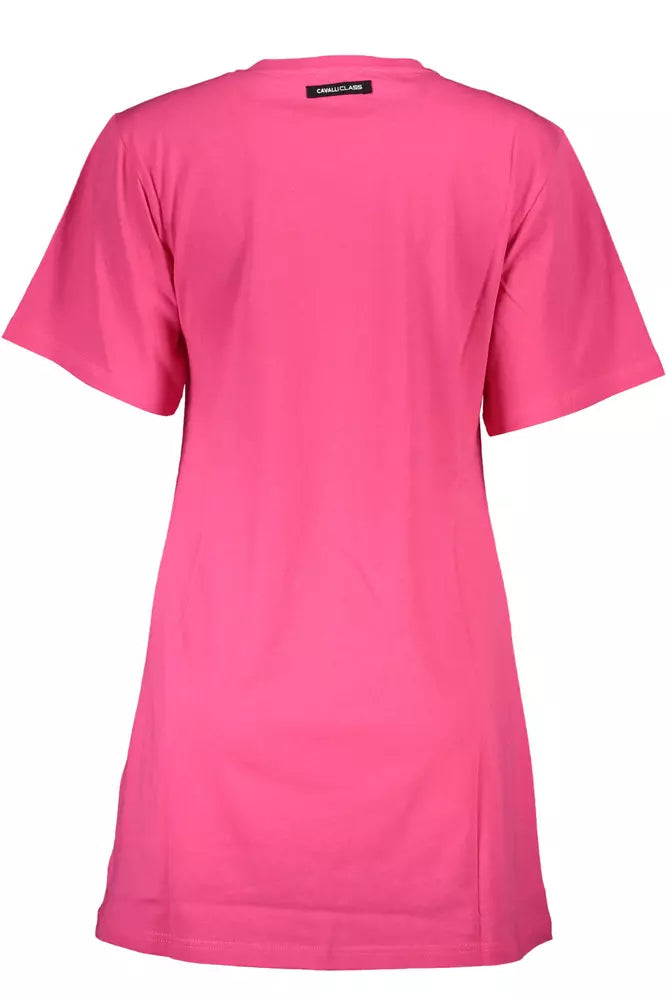 T-shirt en coton rose Cavalli Class Chic avec imprimé signature