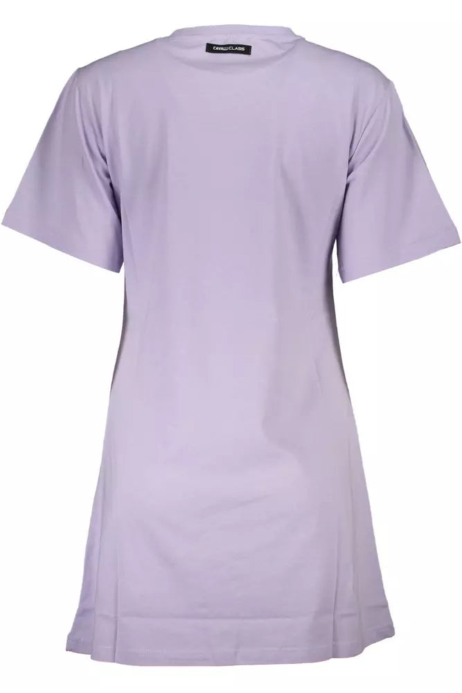 T-shirt à manches courtes violet élégant de classe Cavalli