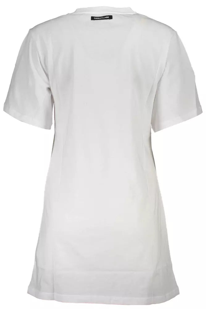 T-shirt élégant en coton blanc avec imprimé emblématique de Cavalli Class