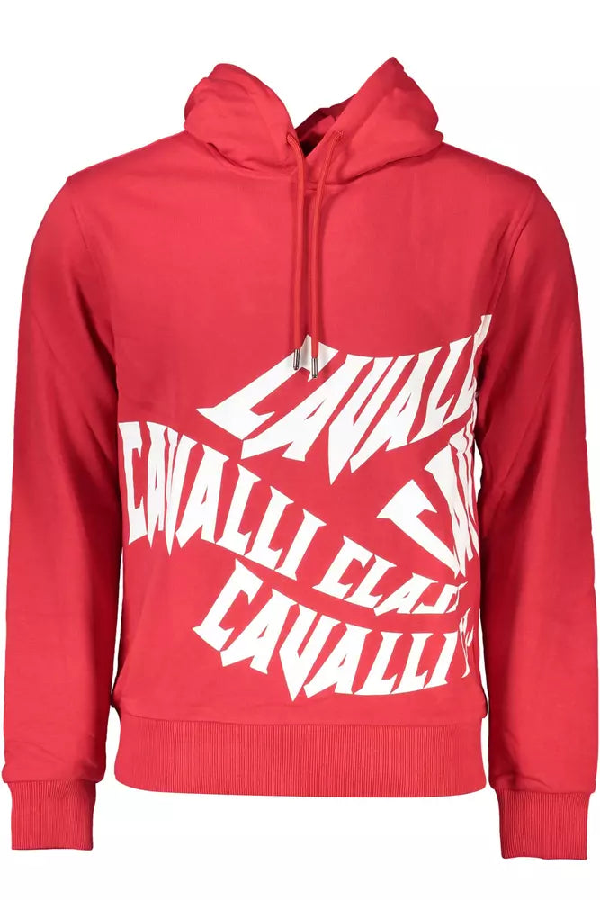 Sudadera con capucha elegante color rosa con estampado de logotipo de Cavalli Class