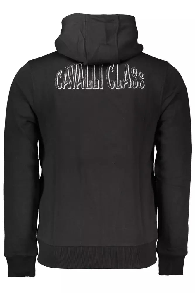 Sweat-shirt zippé à capuche noir élégant Cavalli Class