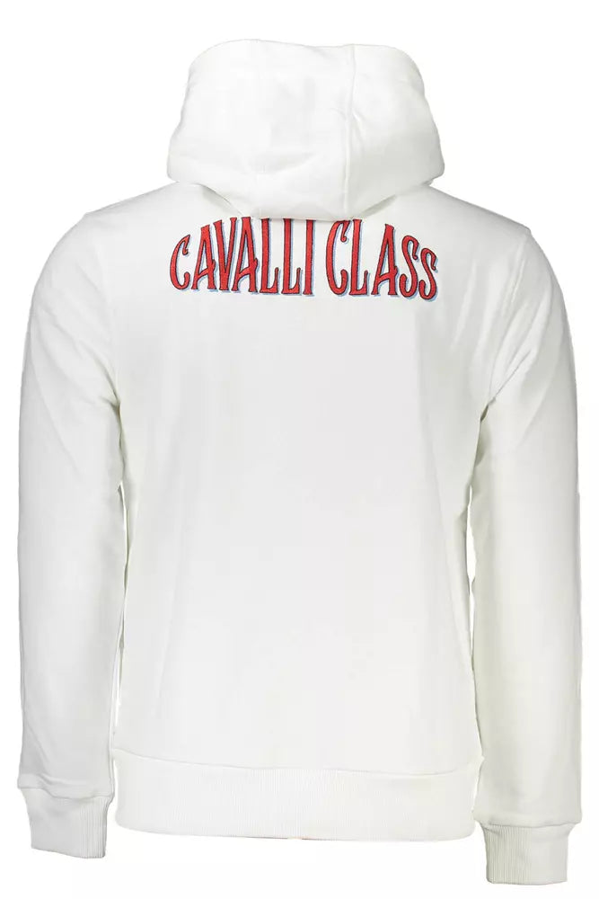 Sweat-shirt à capuche blanc élégant Cavalli Class avec détail brodé