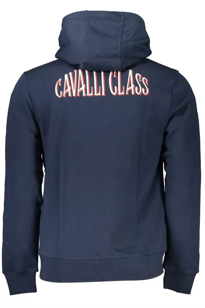 Sudadera con capucha y cremallera azul elegante de Cavalli Class