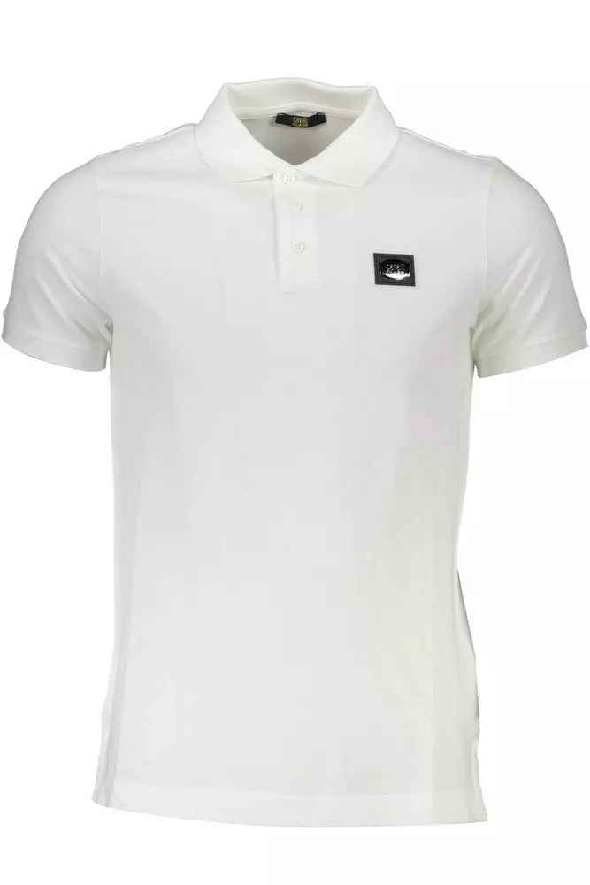 Polo elegante de algodón blanco con detalle de logotipo de Cavalli Class