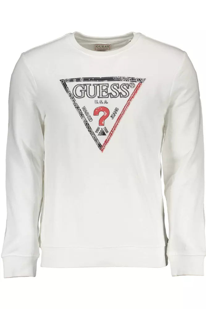 Sudadera elegante de cuello redondo blanca de Guess Jeans